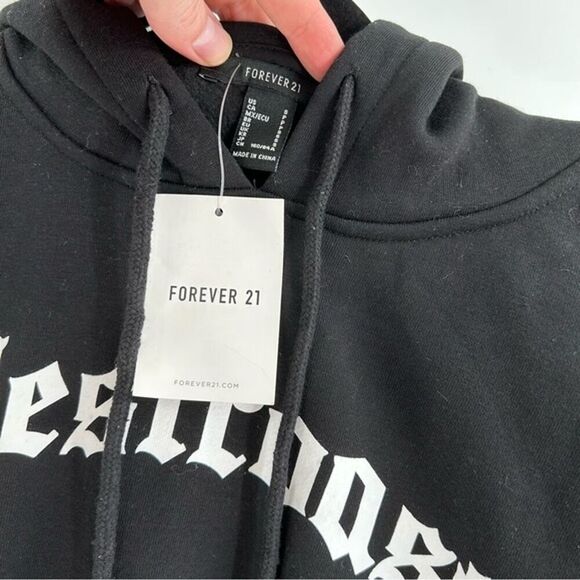 Forever 21 Embroidered "Westcoast" Corset Bottom Hoodie NWT Black Small - Picture 5 of 10